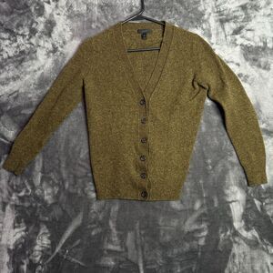 J.Crew Womens Wool V-Neck Olive Button Cardigan Size Small